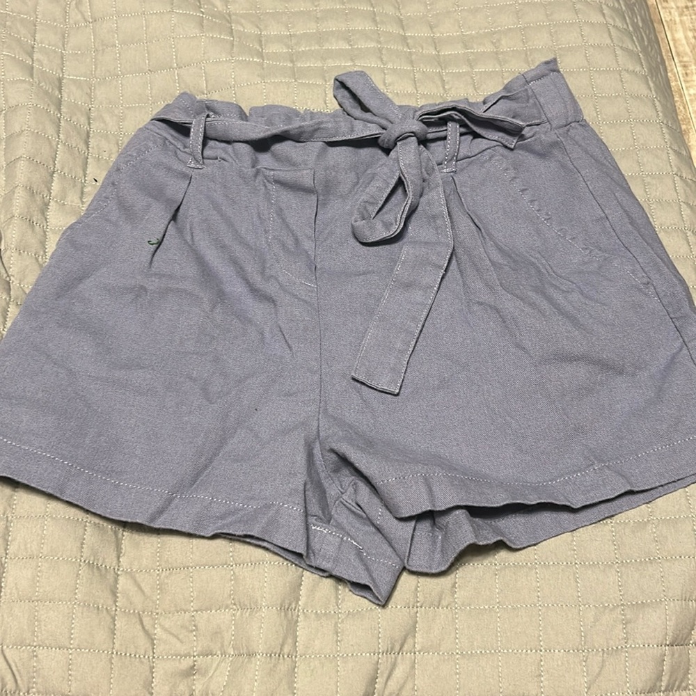 blue tie shorts